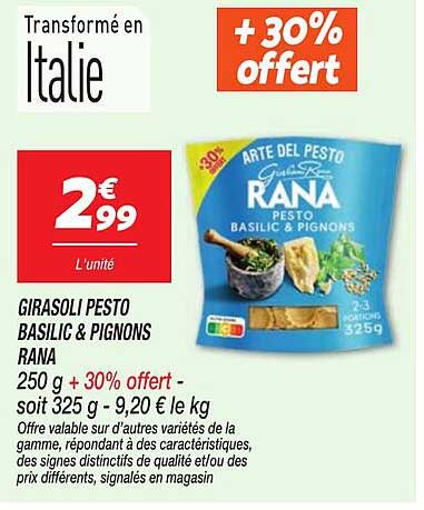 GIRASOLI PESTO BASILIC & PIGNONS RANA