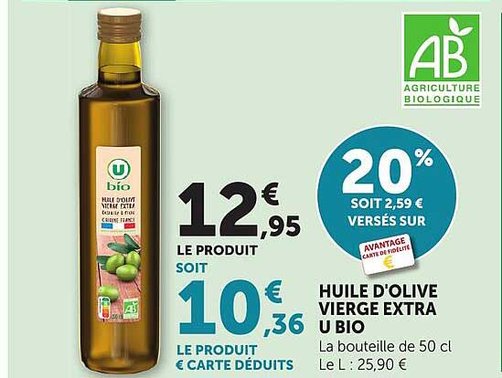 HUILE D'OLIVE VIERGE EXTRA U BIO