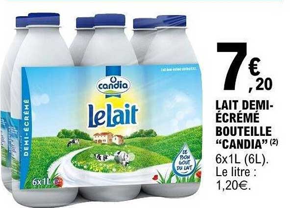 LAIT DEMI-ÉCRÉMÉ BOUTEILLE “CANDIA”