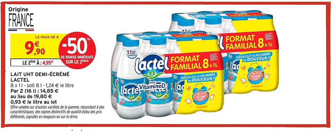 LAIT UHT DEMI-ÉCRÉMÉ LACTEL