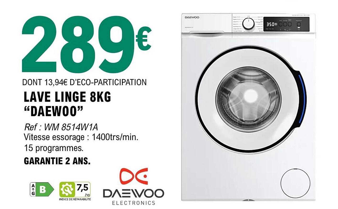 LAVE LINGE 8KG “DAEWOO”