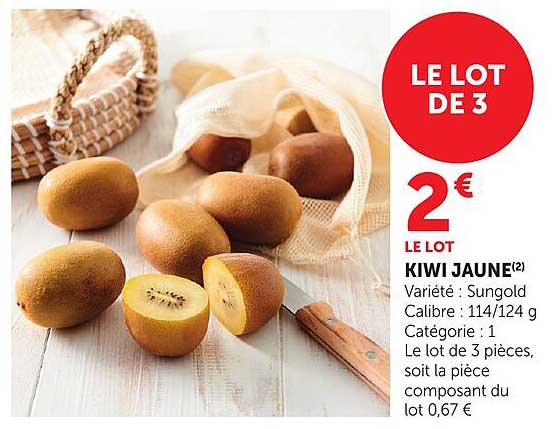 LE LOT DE 3 KIWI JAUNE