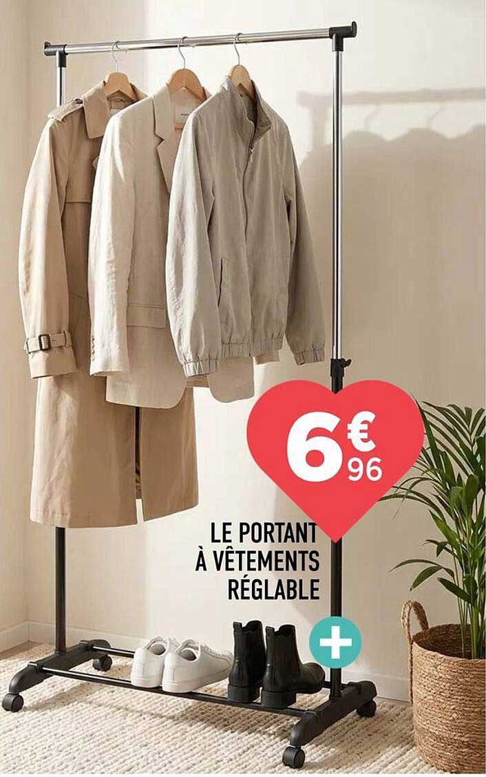 LE PORTANT À VÊTEMENTS RÉGLABLE