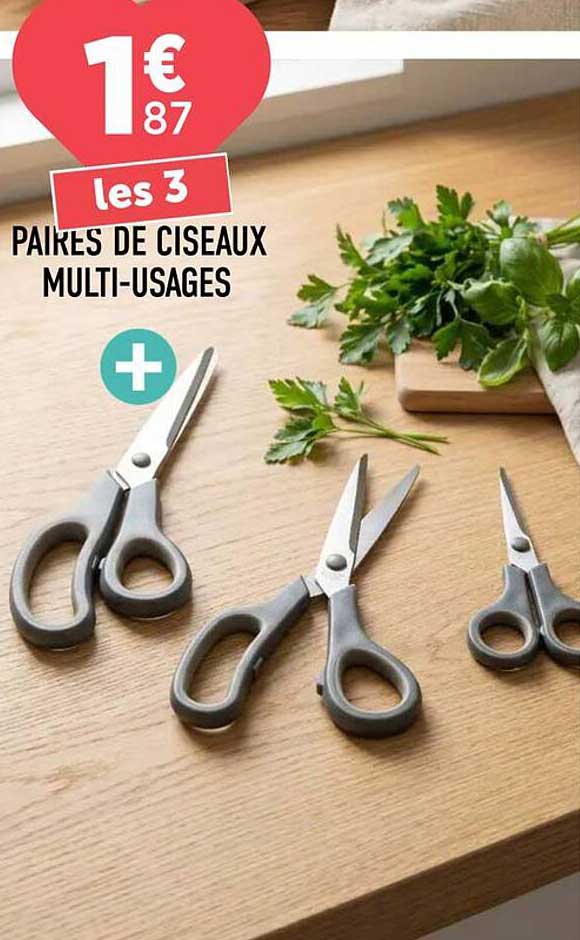 les 3 PAIRES DE CISEAUX MULTI-USAGES