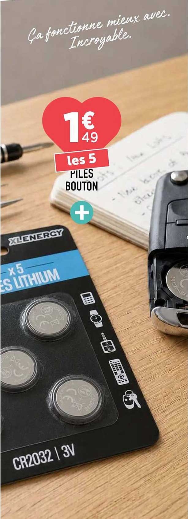 les 5 PILES BOUTON