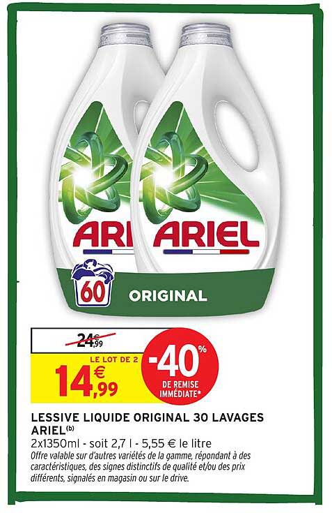 LESSIVE LIQUIDE ORIGINAL 30 LAVAGES ARIEL