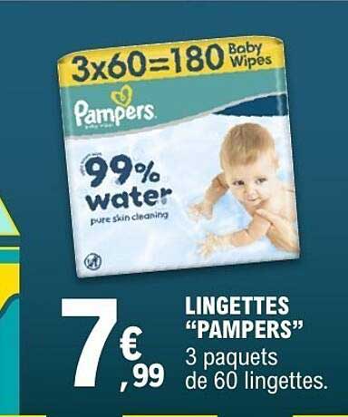 LINGETTES “PAMPERS” 3 paquets de 60 lingettes.
