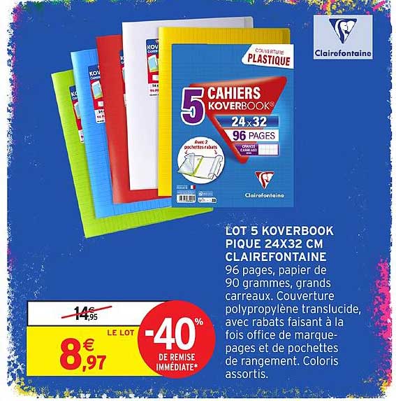 LOT 5 KOVERBOOK PIQUE 24X32 CM CLAIREFONTAINE