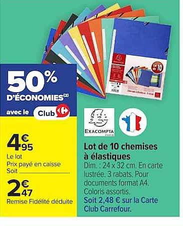 Lot de 10 chemises à élastiques