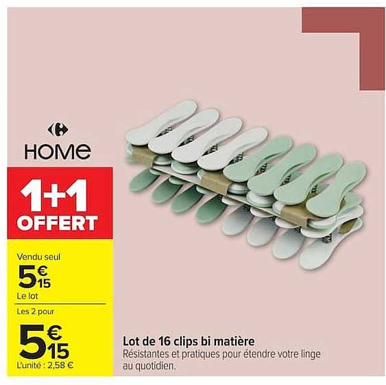 Lot de 16 clips bi matière