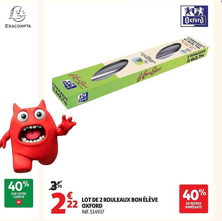LOT DE 2 ROULEAUX BON ÉLÈVE OXFORD