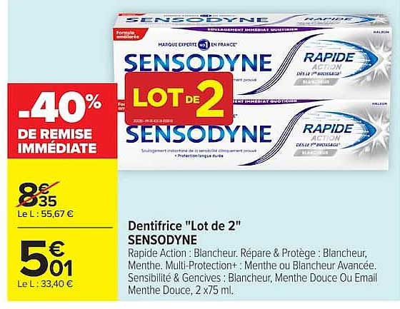 Lot de 2 SENSODYNE RAPIDE ACTION