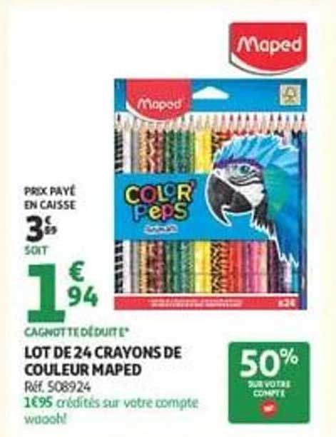 LOT DE 24 CRAYONS DE COULEUR MAPED