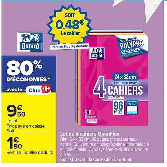Lot de 4 cahiers OpenFlex