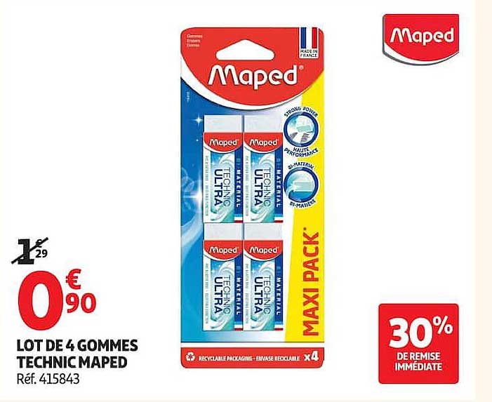 LOT DE 4 GOMMES TECHNIC MAPED