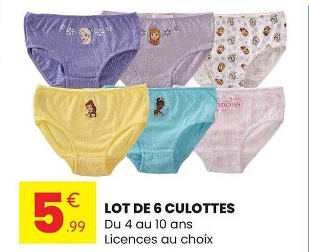 LOT DE 6 CULOTTES