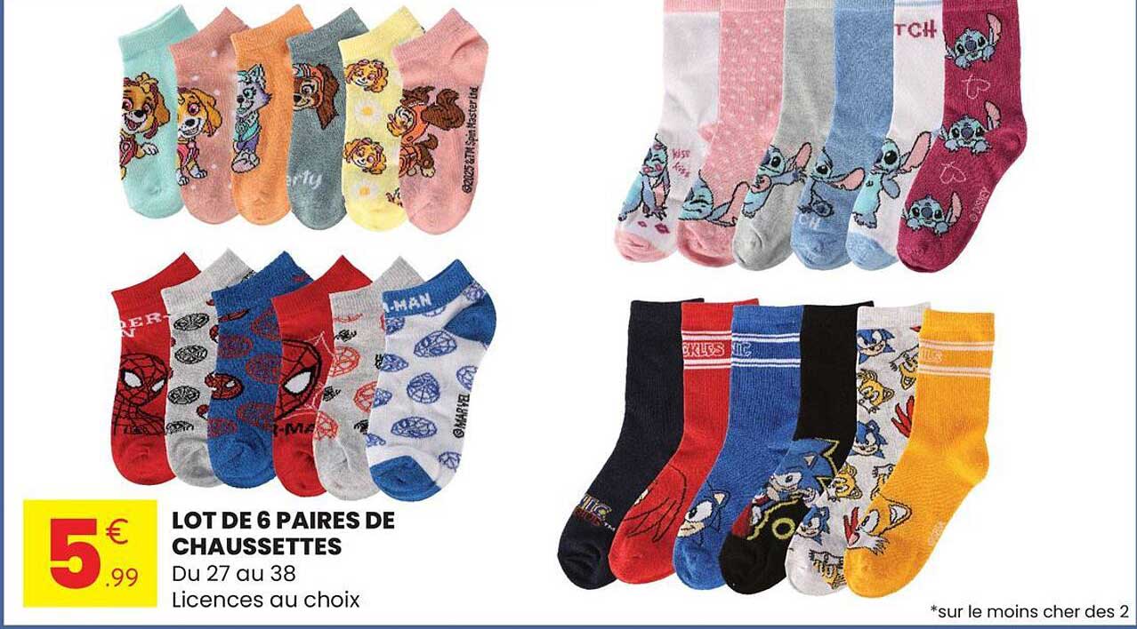 LOT DE 6 PAIRES DE CHAUSSETTES