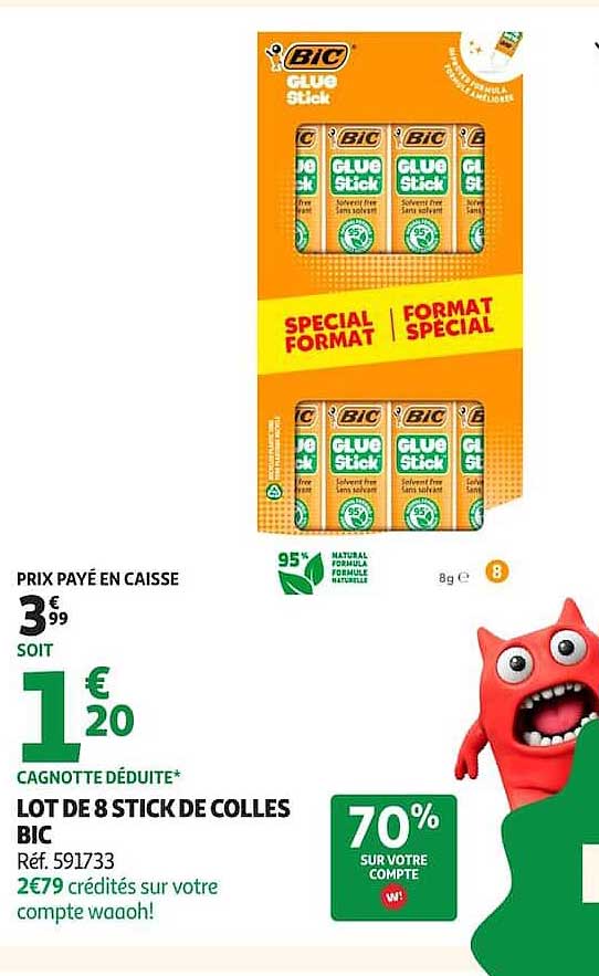 LOT DE 8 STICK DE COLLES BIC