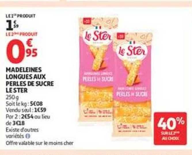 MADELEINES LONGUES AUX PERLES DE SUCRE LESTER