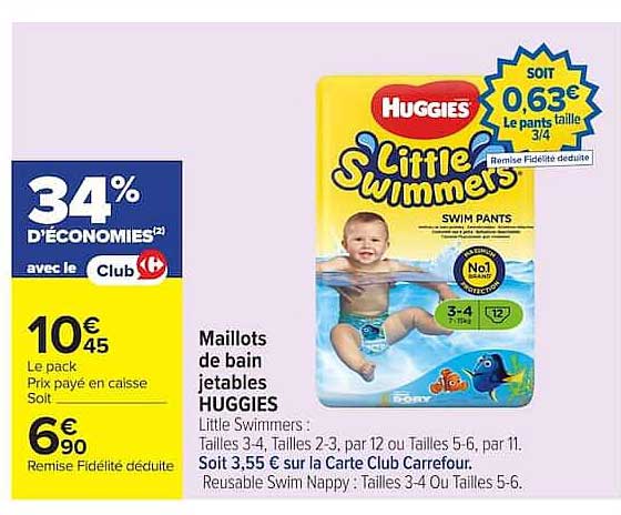 Maillots de bain jetables HUGGIES Little Swimmers