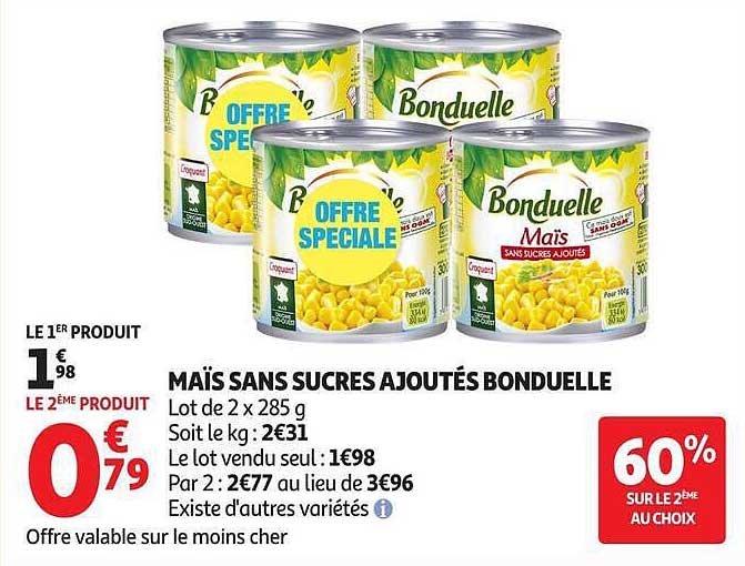 MAÏS SANS SUCRES AJOUTÉS BONDUELLE