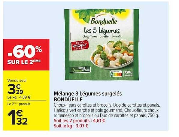 Mélange 3 Légumes surgelés BONDUELLE