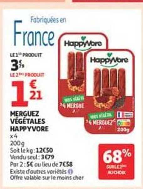 Merguez végétales HAPPIVORE x4 200g