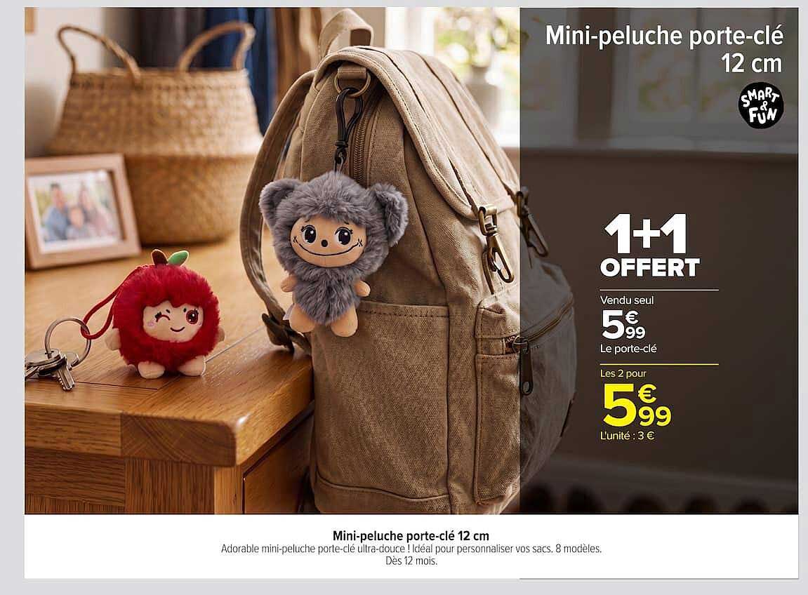 Mini-peluche porte-clé 12 cm
