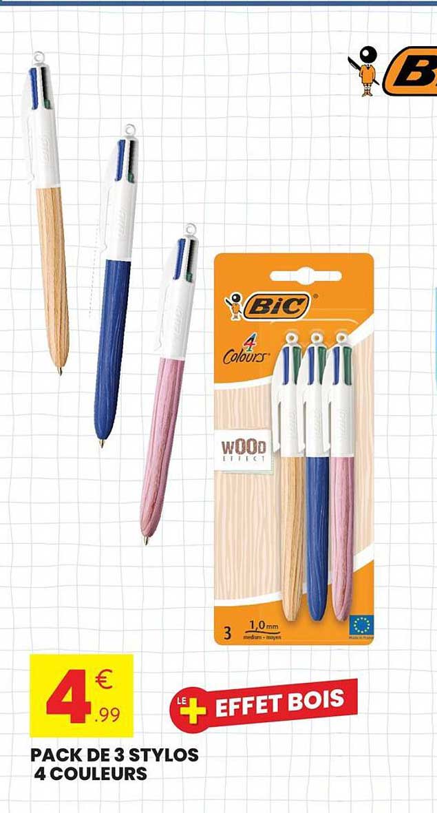 PACK DE 3 STYLOS 4 COULEURS