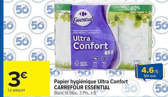 Papier hygiénique Ultra Confort CARREFOUR ESSENTIAL