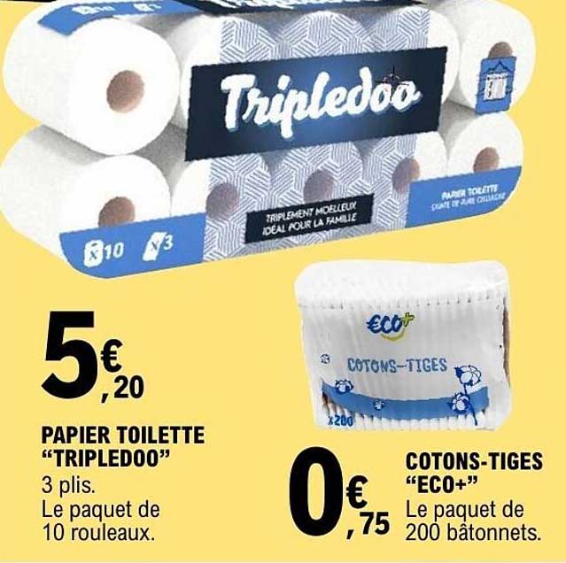 PAPIER TOILETTE “TRIPLEDOO” 3 plis. Le paquet de 10 rouleaux.