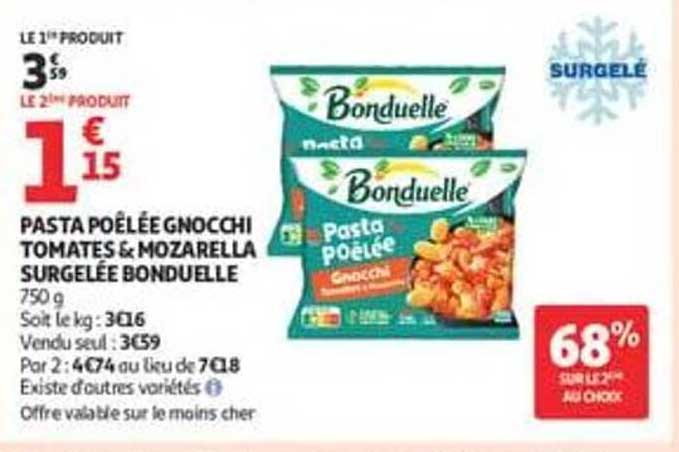 PASTA POÊLÉE GNOCCHI TOMATES & MOZARELLA SURGELÉE BONDUELLE