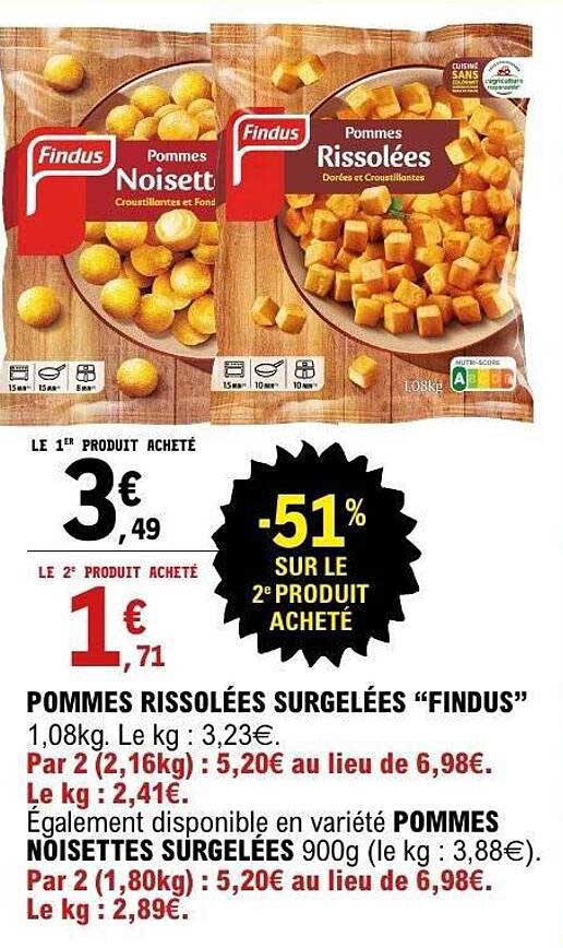 POMMES RISSOLEES SURGELEES “FINDUS”