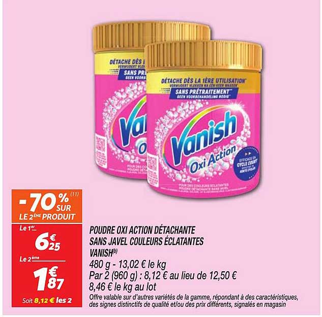 POUDRE OXI ACTION DÉTACHANTE SANS JAVEL COULEURS ÉCLATANTES VANISH