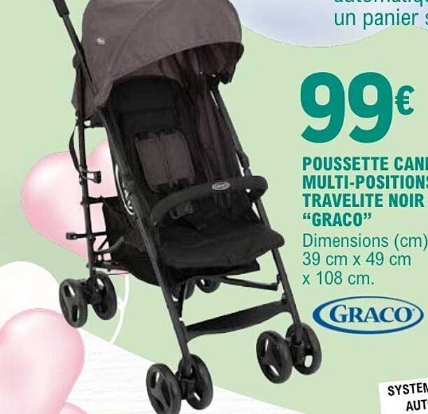 POUSSETTE CANNE MULTI-POSITIONS TRAVELITE NOIR “GRACO”