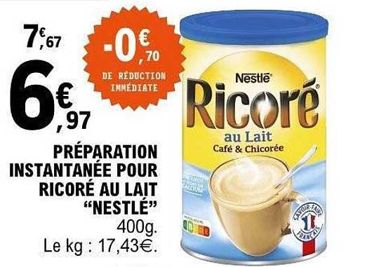 PRÉPARATION INSTANTANÉE POUR RICORÉ AU LAIT “NESTLÉ”