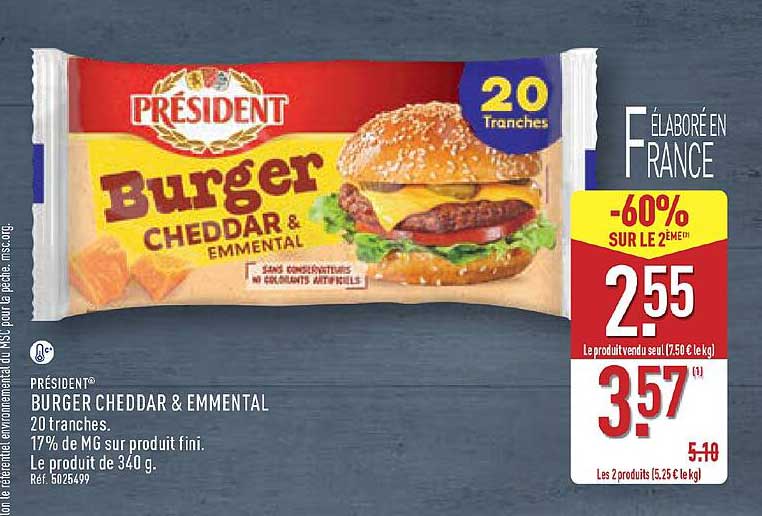 PRESIDENT BURGER CHEDDAR & EMMENTAL