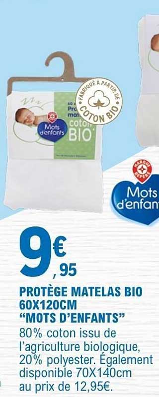 PROTÈGE MATELAS BIO 60X120CM “MOTS D’ENFANTS”