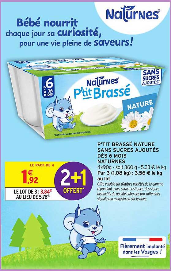 P'TIT BRASSÉ NATURE SANS SUCRES AJOUTÉS DÈS 6 MOIS NATURNES