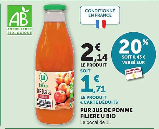 PUR JUS DE POMME FILIERE U BIO