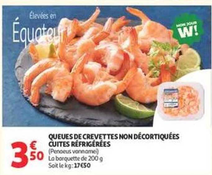 QUEUES DE CREVETTES NON DÉCORTIQUÉES CUITES RÉFRIGÉRÉES