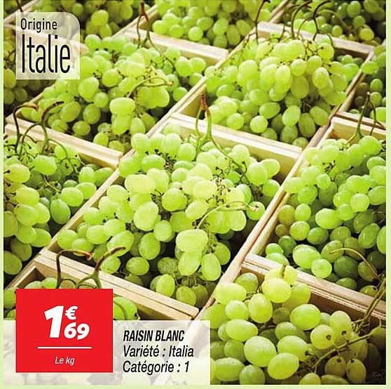 RAISIN BLANC Variété : Italia Catégorie : 1