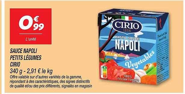 SAUCE NAPOLI PETITS LÉGUMES CIRIO