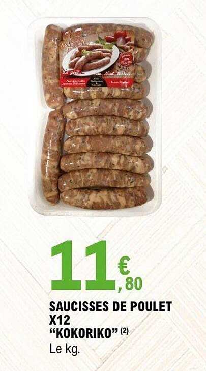 SAUCISSES DE POULET X12 “KOKORIKO” (2)