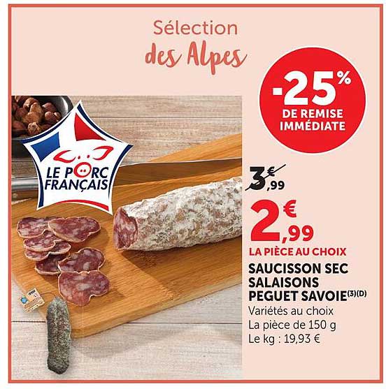 SAUCISSON SEC SALAISONS PEGUET SAVOIE