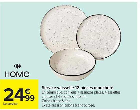 Service vaisselle 12 pièces moucheté