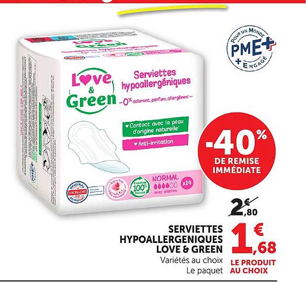 SERVIETTES HYPOALLERGENIQUES LOVE & GREEN