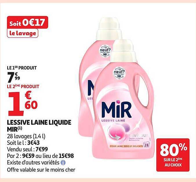 Soit 0€17 le lavage
