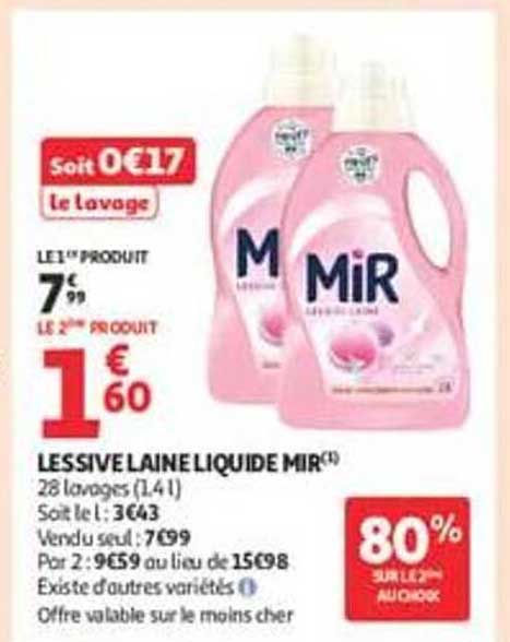 Soit 0€17 le lavage