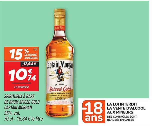 SPIRITUEUX À BASE DE RHUM SPICED GOLD CAPTAIN MORGAN